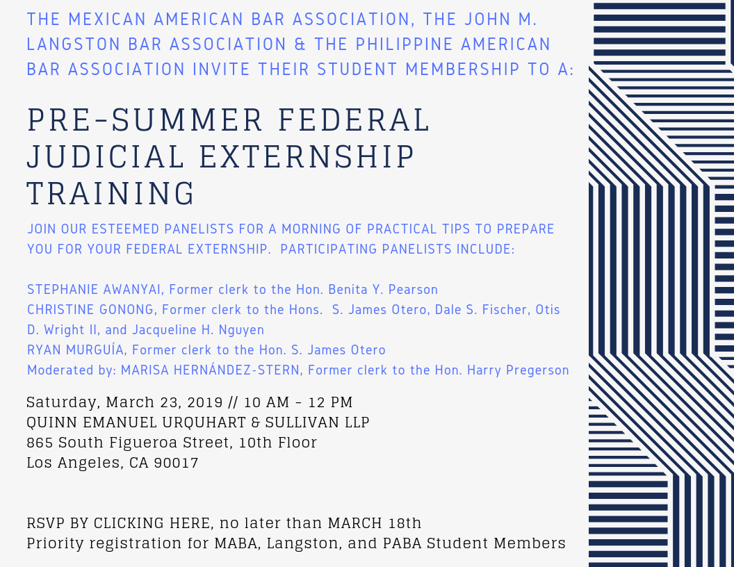 March 23 – Pre-Summer Federal Judicial Externship Training